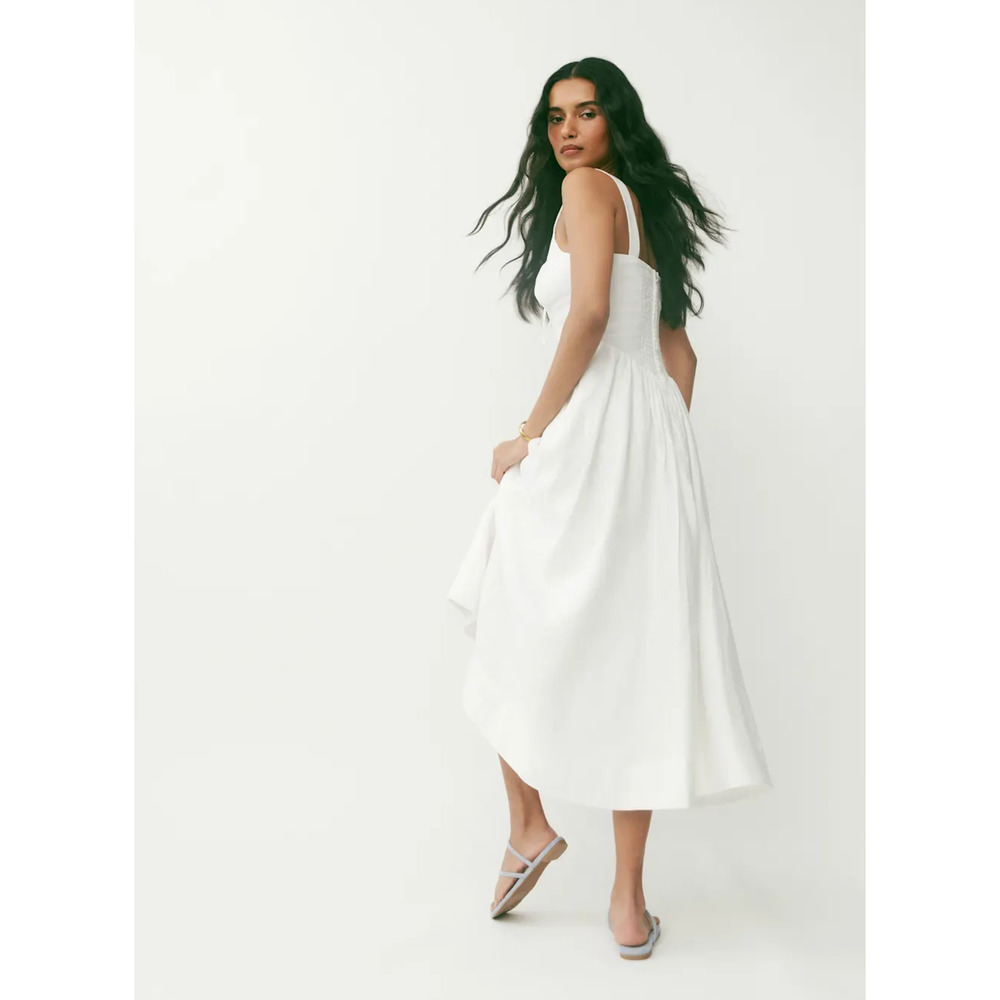 Reformation White Balia Linen Dress US 6 - Picture 3 of 13